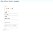 Black Scholes Options Calculator
